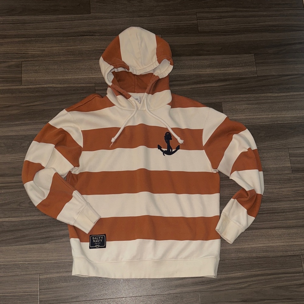 Orange and White Striped Hoodie
